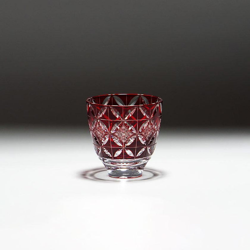 [Sake Glass] Guinomi Kiku Shippo (สีแดง) | คิริโกะ