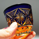 [SAKE GLASS] COLD SAKE GLASS GINWAN NO HANA (BLUE & ORANGE) | KIRIKO