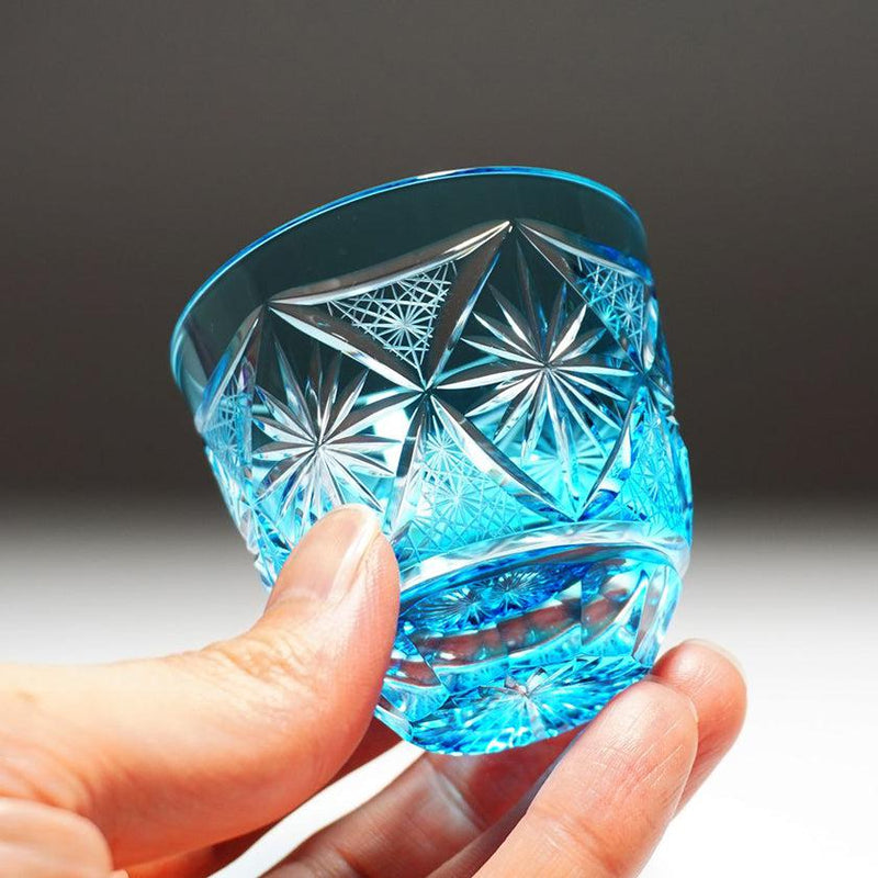 [사케 유리] 차가운 술 유리 유리 ginwan no hana (밝은 파란색) | 키리코