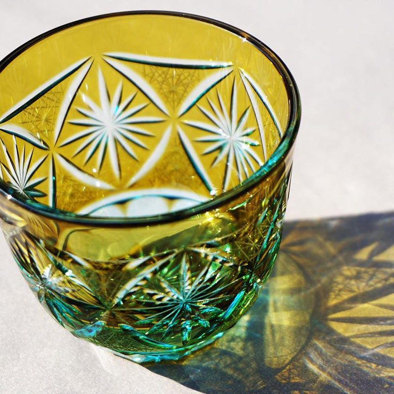 [清酒玻璃]冷清酒玻璃Ginwan no Hana（黃色和天藍色）|基里科