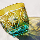 [แก้วสาเก] แก้ววิเศษ Ginwan no Hana (สีเหลืองและสีฟ้า) | คิริโกะ