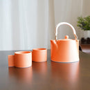 3-PIECE MINO WARE JAPANESE TEA SET - TEA POT & TEACUPS (VOYAGE ORENGE ROUSSI) | YAMATSU