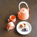 3-PIECE MINO WARE JAPANESE TEA SET - TEA POT & TEACUPS (VOYAGE ORENGE ROUSSI) | YAMATSU