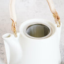 3-PIECE MINO WARE JAPANESE TEA SET - TEA POT & TEACUPS (VOYAGE BLANC NEIGE) | YAMATSU