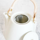 3-PIECE MINO WARE JAPANESE TEA SET - TEA POT & TEACUPS (VOYAGE BLANC NEIGE) | YAMATSU