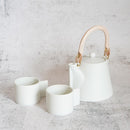 3-PIECE MINO WARE JAPANESE TEA SET - TEA POT & TEACUPS (VOYAGE BLANC NEIGE) | YAMATSU