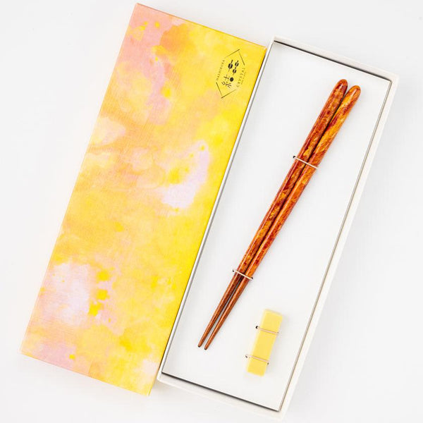 [筷子]彩色刷（橙色）用筷子休息（21.5cm）|水晶|瓦卡薩漆器
