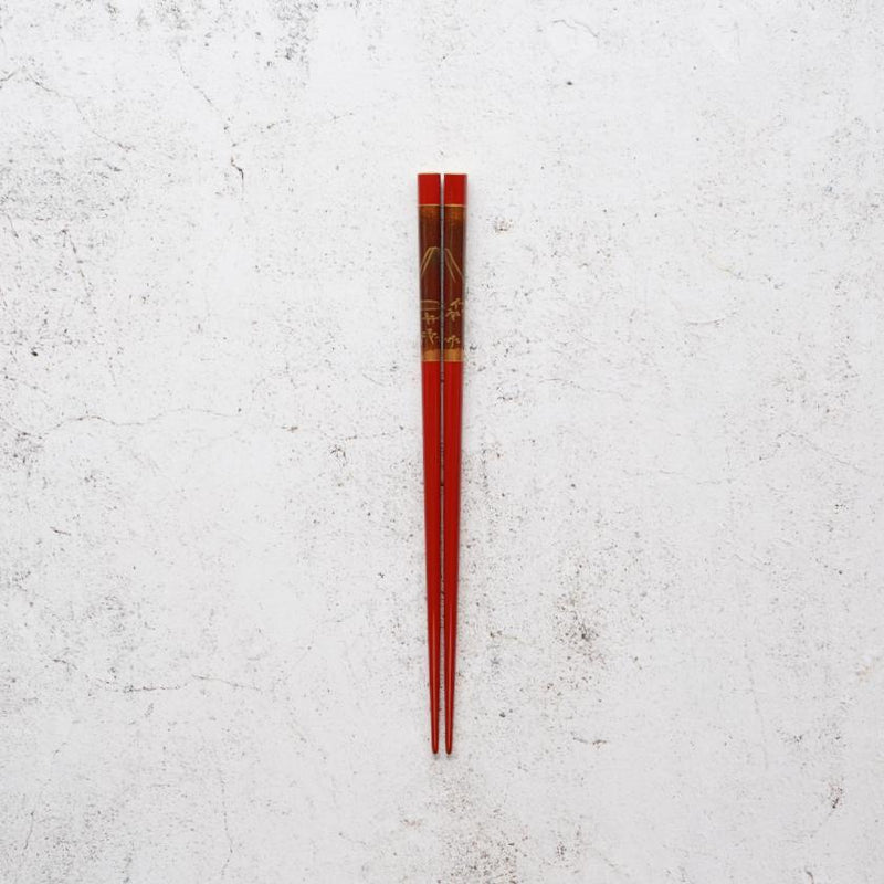 [ตะเกียบ] ทองคำวาดด้วยมือหรือเงิน Lacqur ทอง Nashiji Fuji Matsubara สีแดง (1 ชุด) | Hashimoto Kousaku Sikki | wajima lacquer