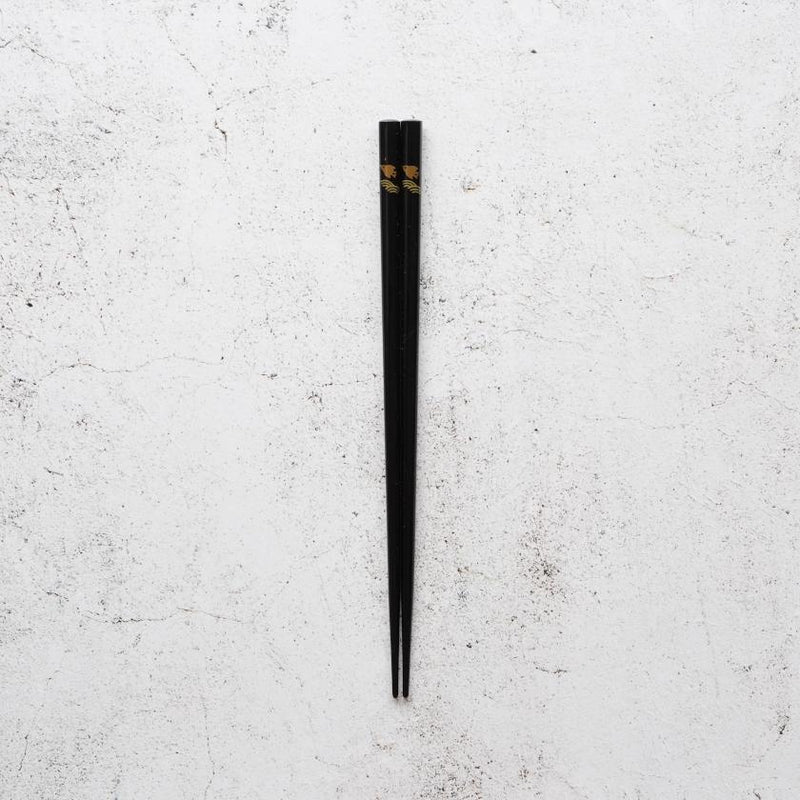[筷子]手繪金或銀LACQUR Namichidori Black（1套）| Hashimoto Kousaku Sikki | Wajima漆器