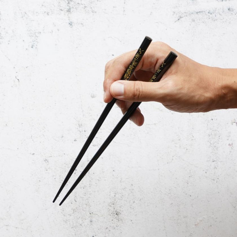 [ตะเกียบ] มือแกะสลัก Chinkin Dragonfly สีดำ (1 ชุด) | Hashimoto Kousaku Sikki | wajima lacquer