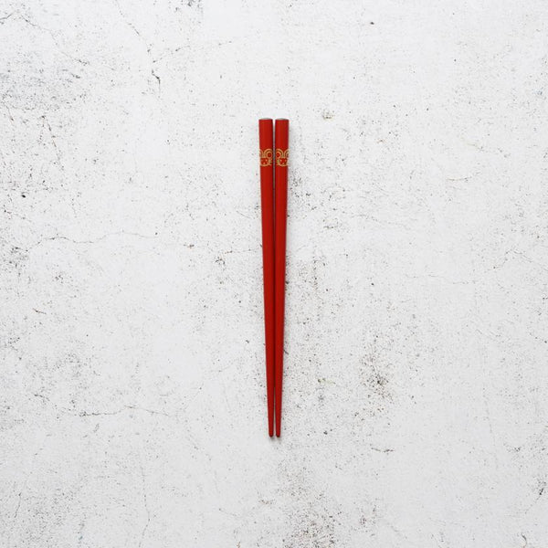 [筷子]兒童日本黃道帶大鼠紅色（1套）| Hashimoto Kousaku Sikki | Wajima漆器