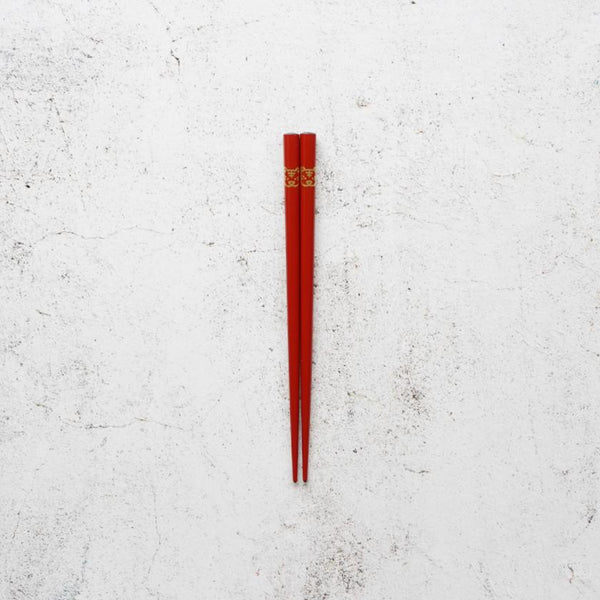 [筷子]兒童日本黃道帶虎紅色（1套）| Hashimoto Kousaku Sikki | Wajima漆器