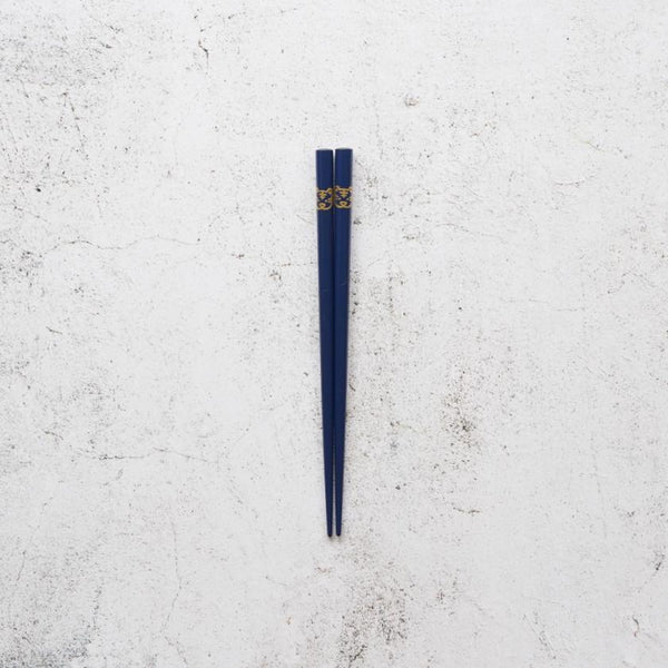 [筷子]日本黃道帶老虎藍色兒童（1套）| Hashimoto Kousaku Sikki | Wajima漆器