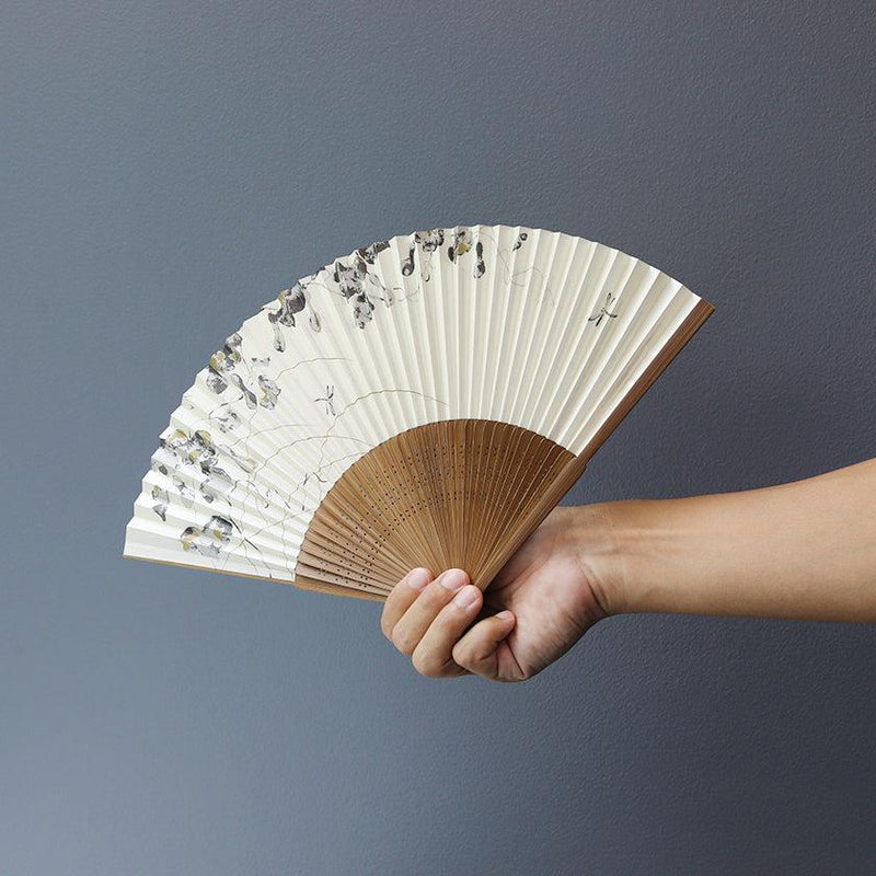 [手扇]男士葫蘆和蜻蜓（帶有風扇袋）|名古屋折疊風扇| Suehirodo