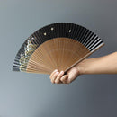 [HAND FAN] MEN'S BLACK SHIBUHIKI CHIDORI (WITH FAN BAG) | NAGOYA FOLDING FAN | SUEHIRODO
