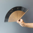 [HAND FAN] MEN'S BLACK SHIBUHIKI CHIDORI (WITH FAN BAG) | NAGOYA FOLDING FAN | SUEHIRODO