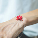 [附件4件]猩紅色（胸針，鏈條手鐲，耳環，吊墜）| tsumami kanzashi