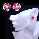 [配件4件]自由印刷（圓胸針，4-葉花胸針，耳環，吊墜）| tsumami kanzashi