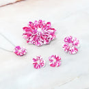 [配件4件]自由印刷（圓胸針，4-葉花胸針，耳環，吊墜）| tsumami kanzashi