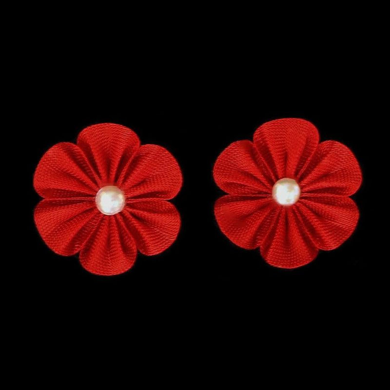 [อุปกรณ์เสริม] ดอกไม้ผ้า kaineri (สีแดง) | Tsumami Kanzashi