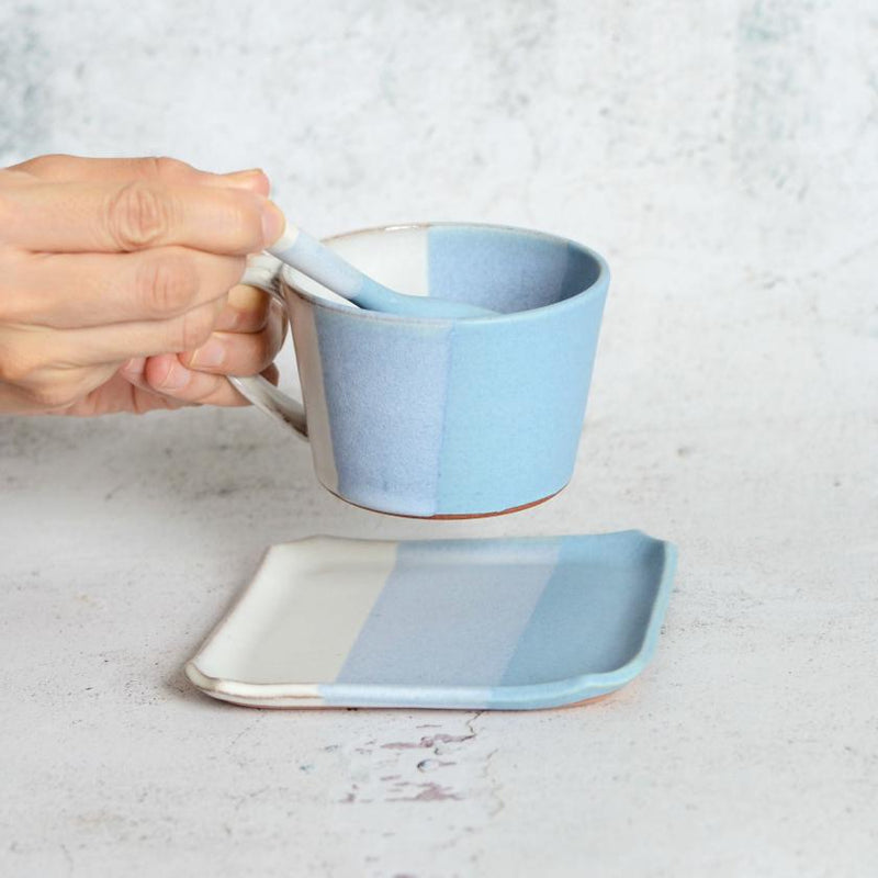 [茶具] -3彩色杯和碟子，勺子| OniShi Toki | Otani Ware.