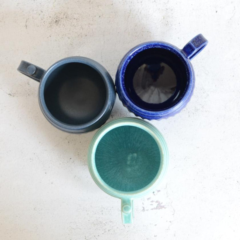 [ชุดแก้ว 3 ชิ้น] Turquoise Blue & Lapis Glaze & Indigo Matte | Otani Ware | Otaniyaki Tamura 1798