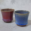 [COFFEE CUP & SAUCER 2 PIECES SET] CINNABAR & BLUE GLAZE | YOSHIMI GAMA | OTANI WARE