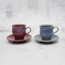 [CUP 2PIECES SET] CINNABAR & BLUE GLAZE | YOSHIMI GAMA | OTANI WARE