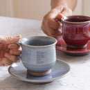 [CUP 2PIECES SET] CINNABAR & BLUE GLAZE | YOSHIMI GAMA | OTANI WARE