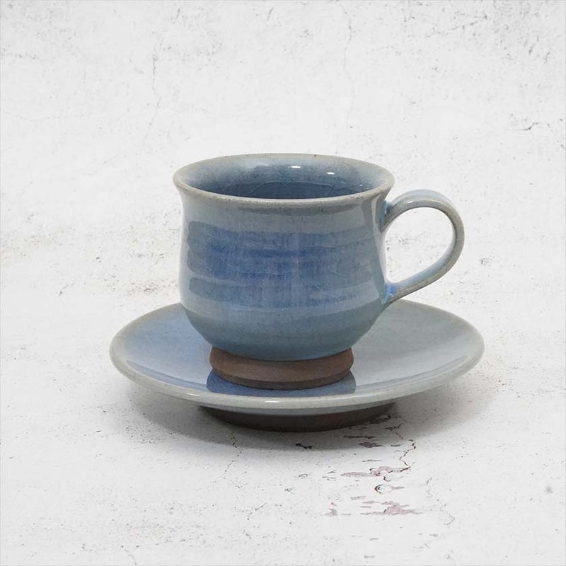 [커피 컵 & 접시] 푸른 유약 | 요시미 가마 | 오타니 도자기