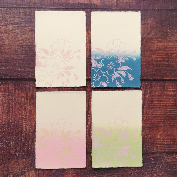 [POST CARDS] CHERRY BLOSSAM 4 COLOR SET (WHITE, BLUE, PINK, GREEN) | KARAGEN | KARAKAMI