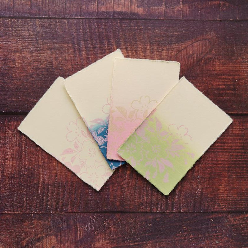 [明信片]櫻花4種顏色集（白色，藍色，粉紅色，綠色）| karagen | karakami.