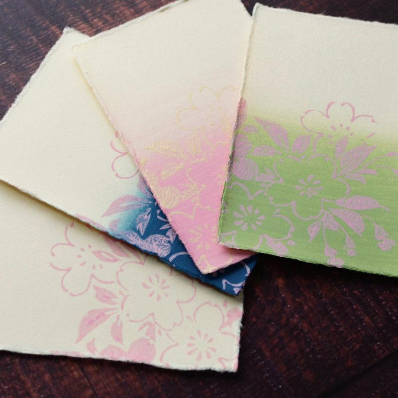 [明信片]櫻花4種顏色集（白色，藍色，粉紅色，綠色）| karagen | karakami.