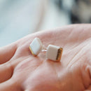 [PIERCED EARRINGS] WHITE PORCELAIN SQUARE (S) | IMARI-ARITA WARES | 6.KILN