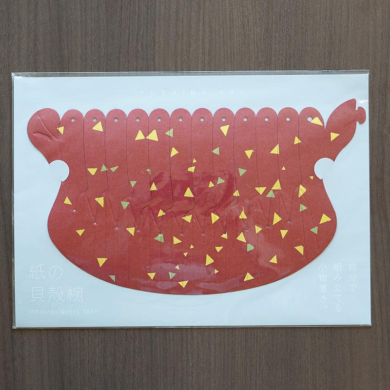 [ORIGAMI] PAPER SEASHELL BOWL TRIANGULAR FOIL RED | YUSHIMA-ART | DECORATIVE PAPER