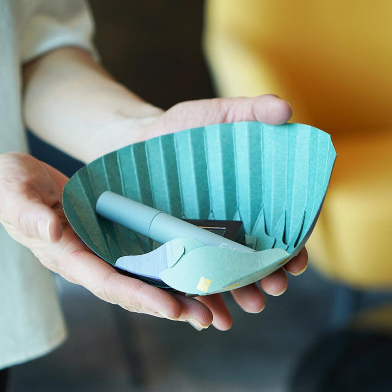 [摺紙]紙貝殼碗條紋黃| YUSHIMA-藝術|裝飾紙