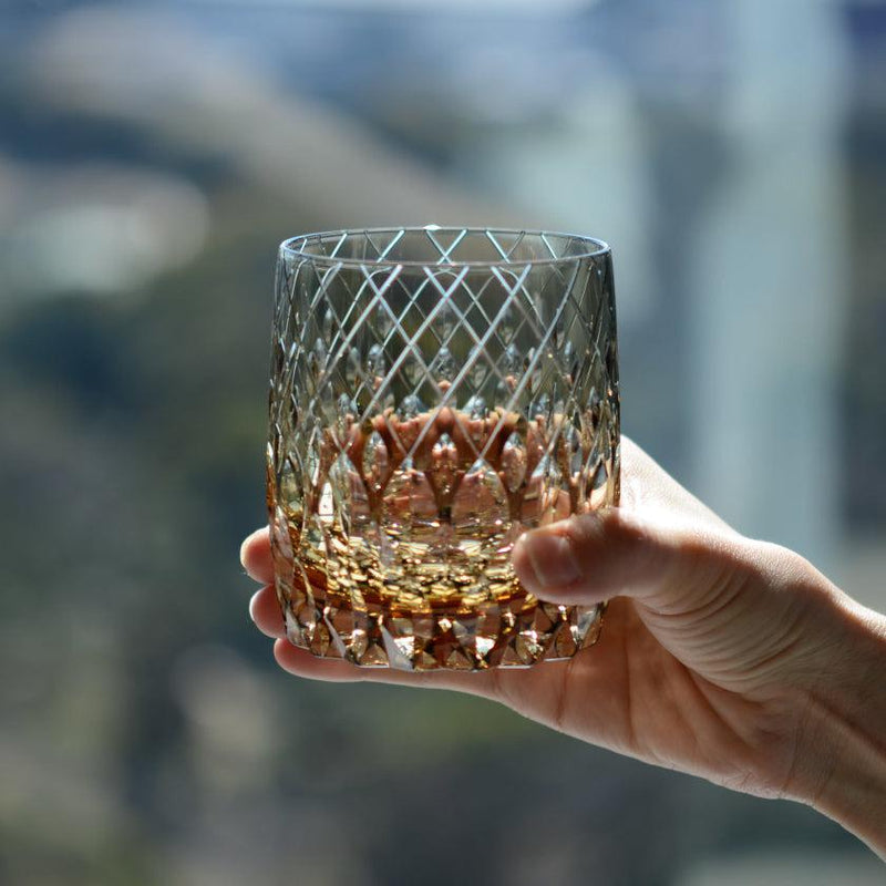 [搖滾玻璃]威士忌玻璃Kasaneirome enrai（遙遠的雷聲）| kagami水晶| edo cut glass