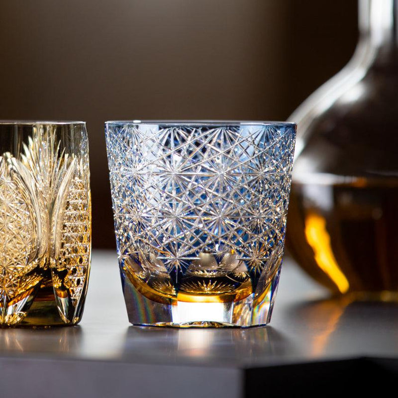 Kiriko Glass Pair Set, Paulownia Box, Pear Glasses, Stylish, Chrysanthemum Connection, Dishwasher Safe, Wedding Gift, Liquor Ceremony