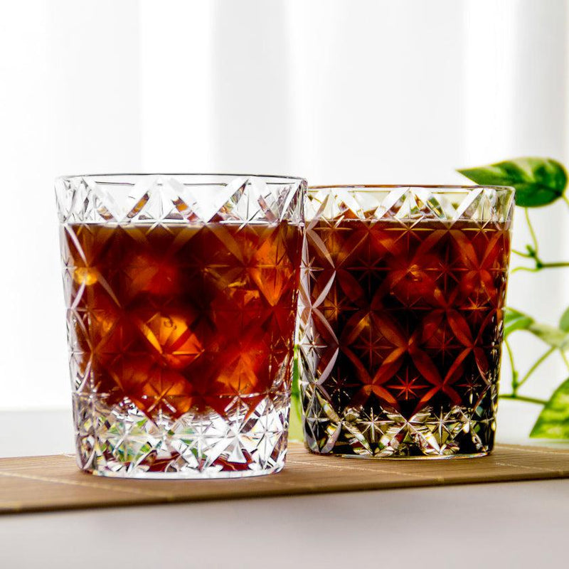 [搖滾玻璃]威士忌玻璃圈網格由Satoshi Nabetani碩士傳統工藝品| kagami水晶| edo cut glass