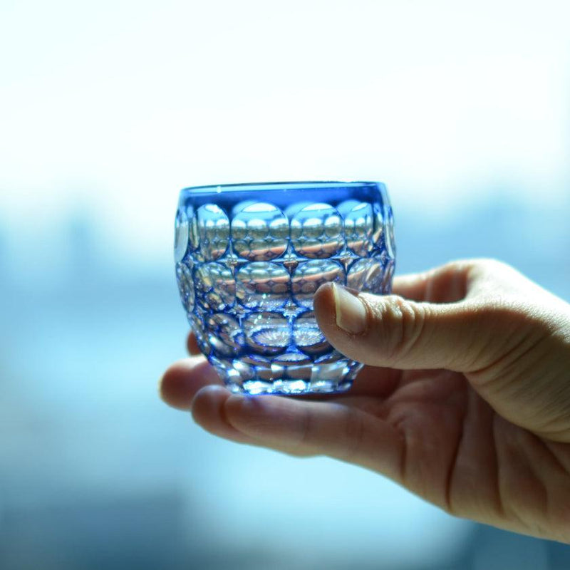 [술 컵] Sautoshi Nabetani의 전통 공예의 마스터에 의해 술 컵 수국 | 카가미 크리스탈 | 에도 컷 유리