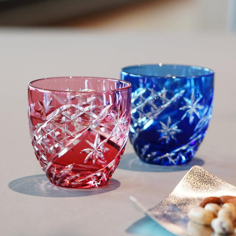 [술 컵] Seibo (별이 빛나는 하늘)의 한 쌍 | 카가미 크리스탈 | 에도 컷 유리