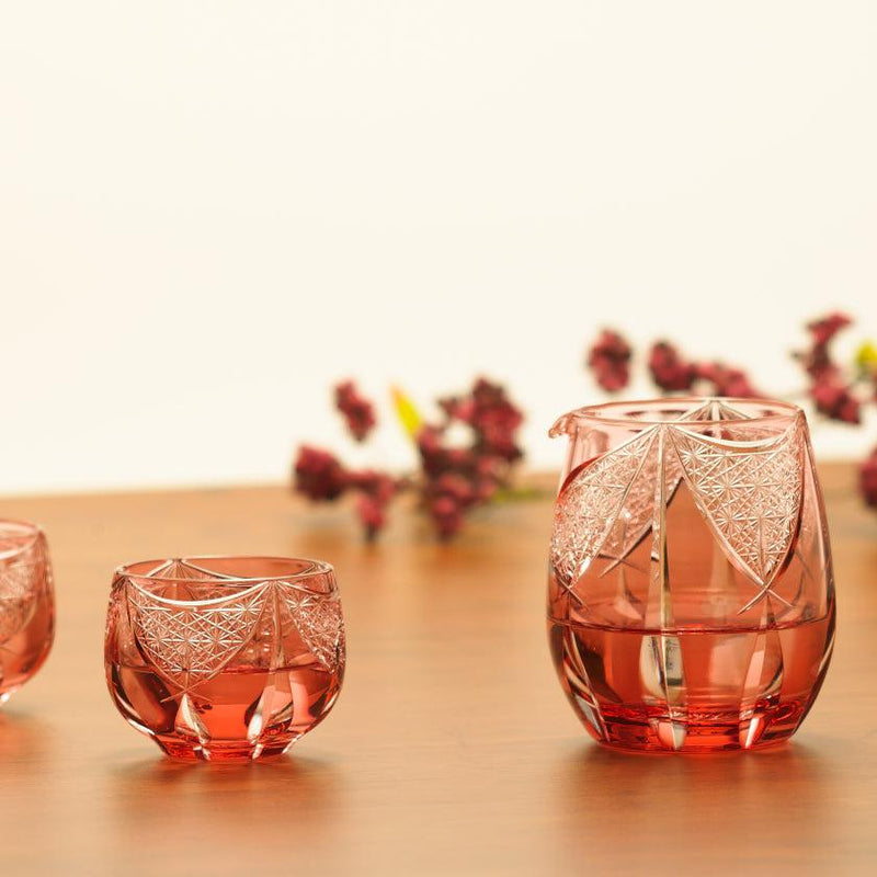 [清酒瓶] Sake Set Kagura by Tatsuya Nemoto傳統工藝品| kagami水晶| edo cut glass