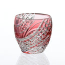 [SAKE CUP] SAKE CUP FISH SCALES STRIP RED | EDO KIRIKO | KAGAMI CRYSTAL
