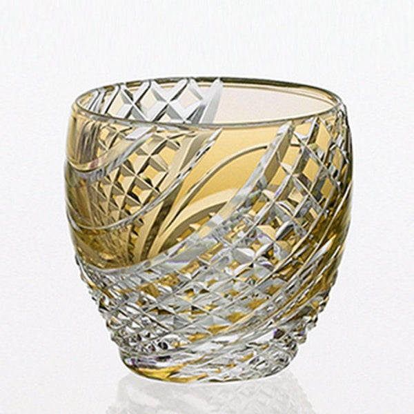 [清酒杯]魚秤黃色| Kagami Crystal |江戶切割玻璃