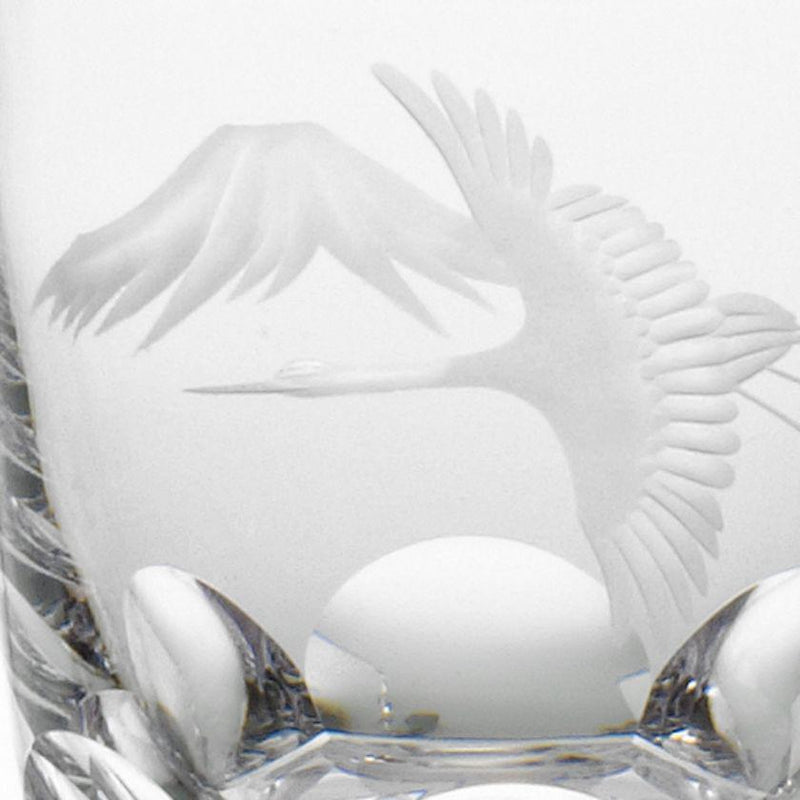 [岩石玻璃]威士忌玻璃起重機和富士| Kagami Crystal |壓力雕塑