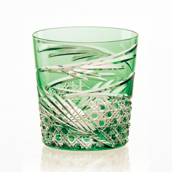 [Rocks Glass] Mai (สีเขียว) | Edo Kiriko | คากามิคริสตัล