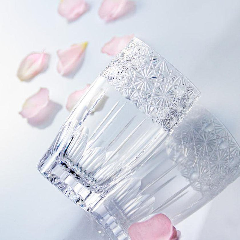 [GLASS] SLIM GLASS KOKA (SHINING FLOWERS) BY JUNICHI NABETANI MASTER OF TRADITIONAL CRAFTS | EDO KIRIKO | KAGAMI CRYSTAL
