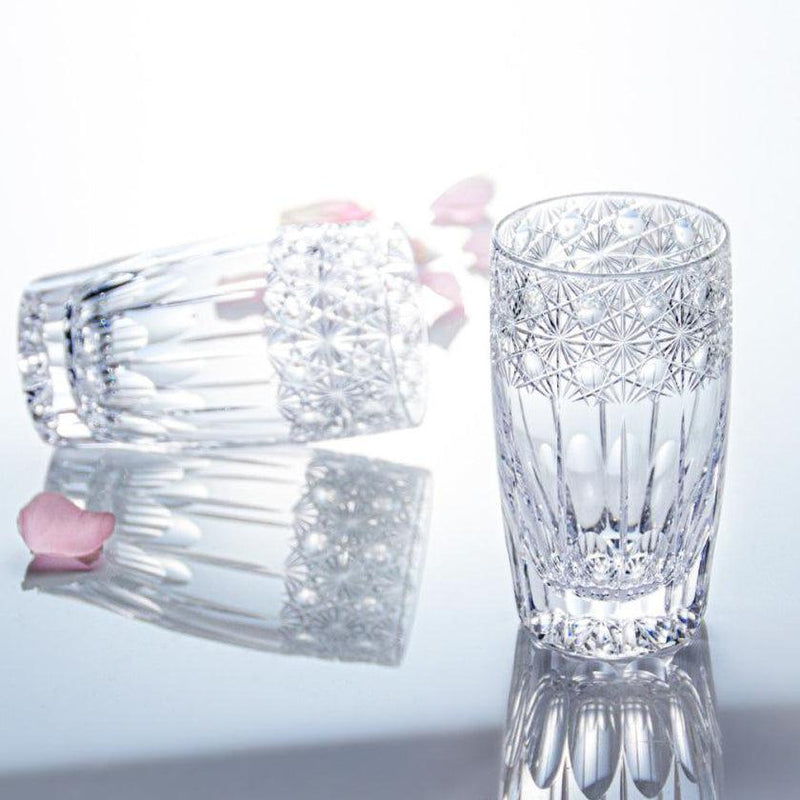 [GLASS] SLIM GLASS KOKA (SHINING FLOWERS) BY JUNICHI NABETANI MASTER OF TRADITIONAL CRAFTS | EDO KIRIKO | KAGAMI CRYSTAL