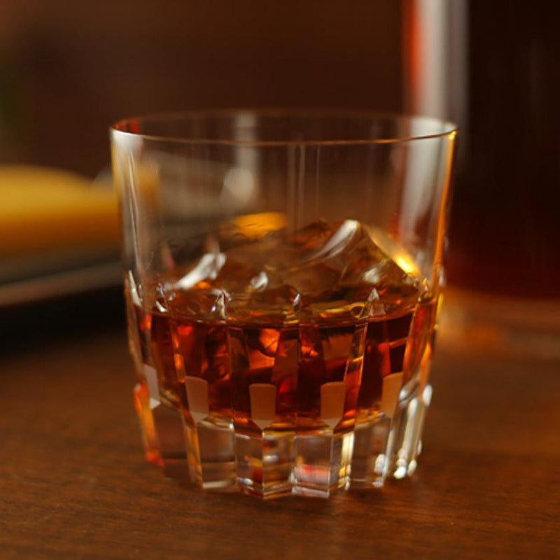 [岩石玻璃]威士忌玻璃古老的平行交叉|江戶切割玻璃|卡加米水晶