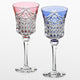 [GLASS] PAIR OF WINE GLASSES DRAPE & TETRAGONAL BASKET WEAVE | EDO KIRIKO | KAGAMI CRYSTAL